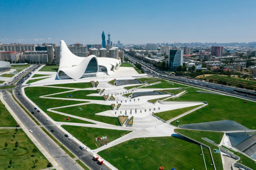 "Through the best travel agency using visa services, explore the must-see landmark in Baku: the Heydar Aliyev Center it is the affordable destination